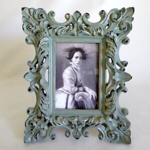 GOTHIC HALLOWEEN HORROR CREEPY HORROR WOMAN SCARY AGED FRAME EASEL BACK ODDITY